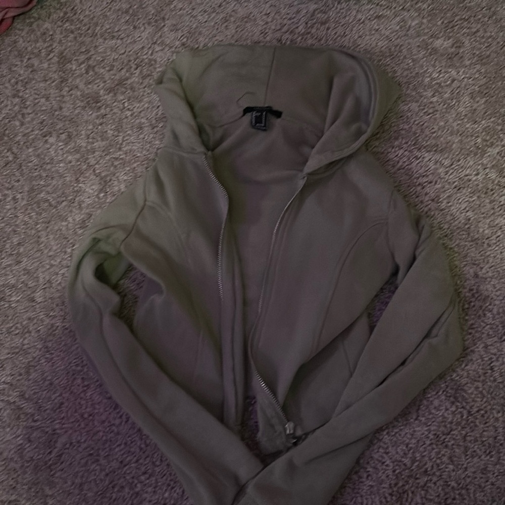 Forever 21 jade green cropped zip up